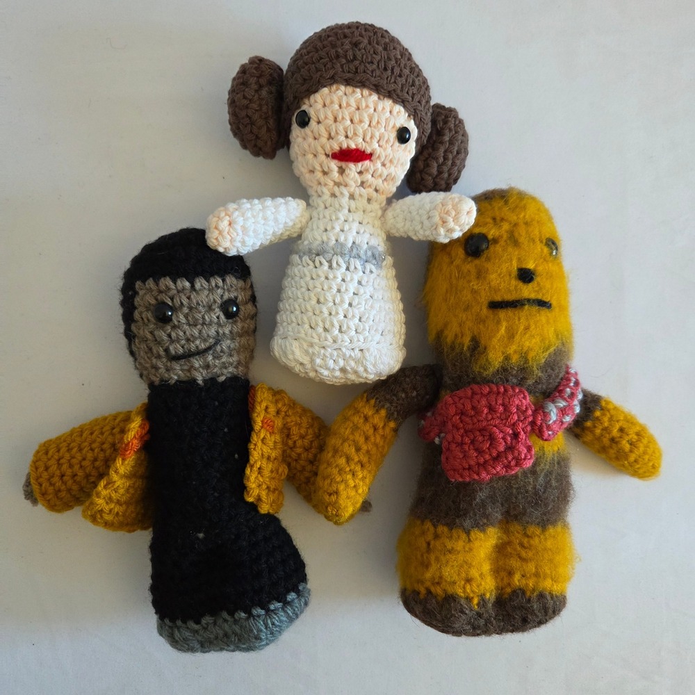 Handmade Crochet Star Wars Amigurumi Plush‎ Set Leia Chewbacca Finn Dolls